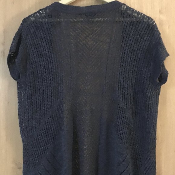 Vintage Y2K Point Zero Pointelle Knit Cap Sleeve Open Cardigan - Picture 5 of 13